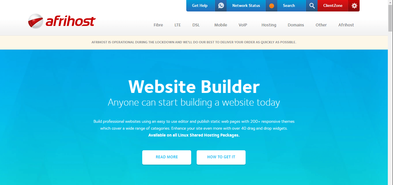 Afrihost website builder